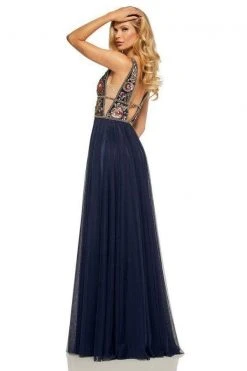 Sherri Hill - 52473 Beaded Deep V-neck Chiffon A-line Gown