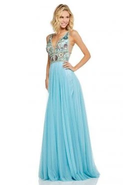 Sherri Hill - 52473 Beaded Deep V-neck Chiffon A-line Gown