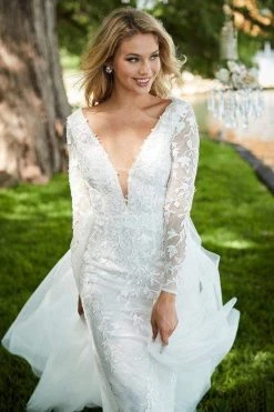 Sherri Hill - 52476 Applique Long Sleeve Deep V-neck Dress 12 Sherri Hill - 52476 Applique Long Sleeve Deep V-neck Dress