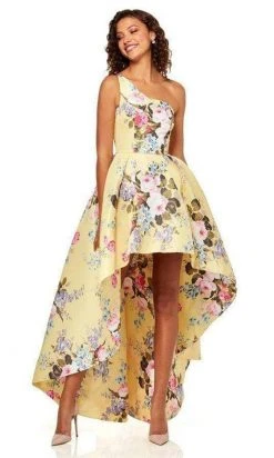 Sherri Hill - 52489 Floral Single Shoulder A-Line High Low Dress