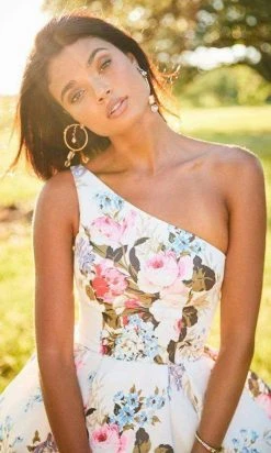 Sherri Hill - 52489 Floral Single Shoulder A-Line High Low Dress