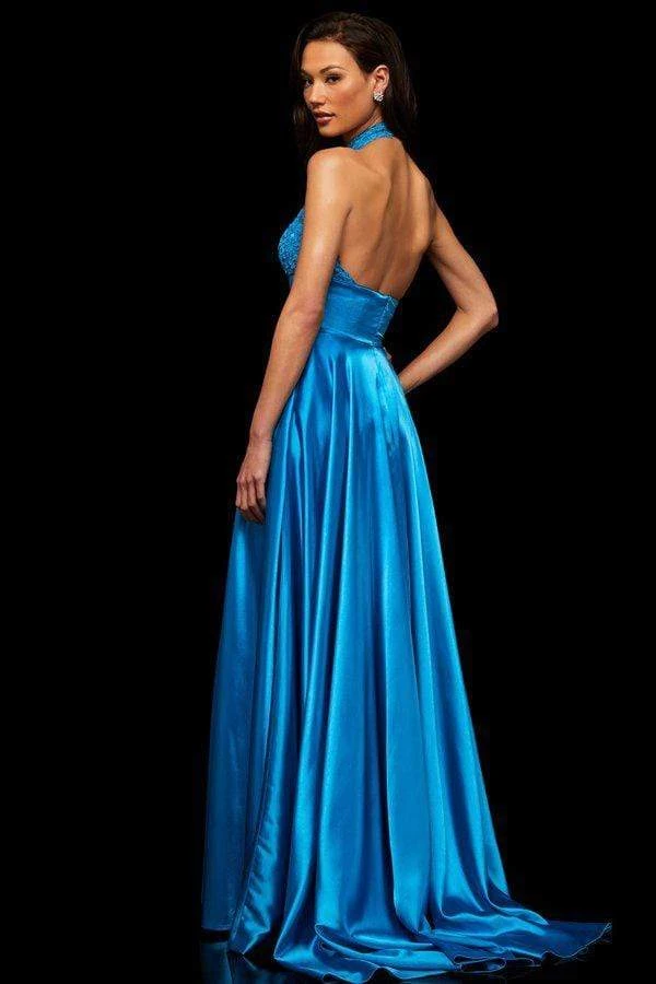 Sherri Hill - 52492 Lace High Halter Dress With Slit 6 Sherri Hill - 52492 Lace High Halter Dress With Slit