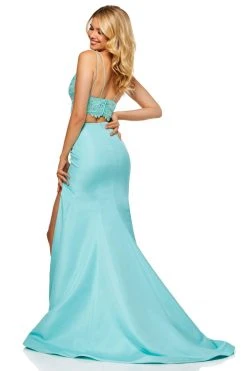 Sherri Hill - 52493 Two Piece Lace Crop Top Mermaid Dress