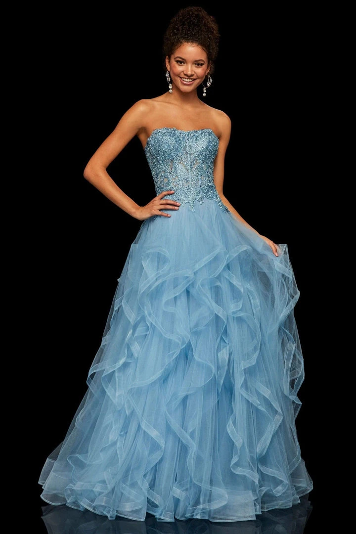 Sherri Hill - 52504 Strapless Metallic Lace Beaded Ballgown 3 Sherri Hill - 52504 Strapless Metallic Lace Beaded Ballgown