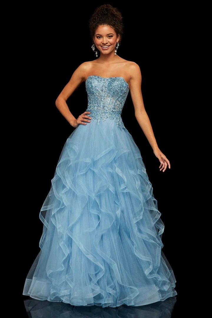 Sherri Hill - 52504 Strapless Metallic Lace Beaded Ballgown 5 Sherri Hill - 52504 Strapless Metallic Lace Beaded Ballgown