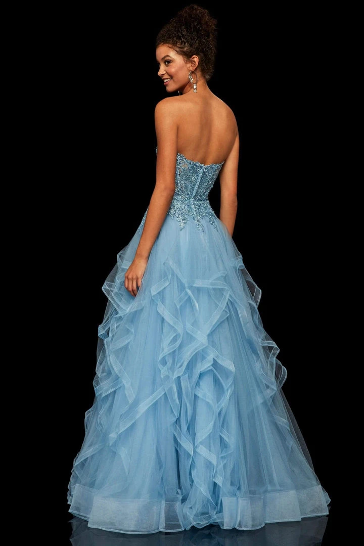 Sherri Hill - 52504 Strapless Metallic Lace Beaded Ballgown 4 Sherri Hill - 52504 Strapless Metallic Lace Beaded Ballgown