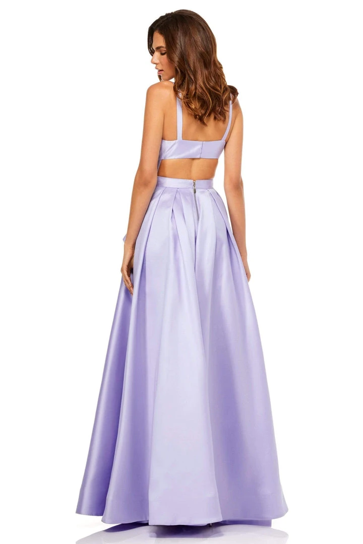 Sherri Hill - 52505 High Neckline Ruffle Front Slit A Line Dress 6 Sherri Hill - 52505 High Neckline Ruffle Front Slit A Line Dress