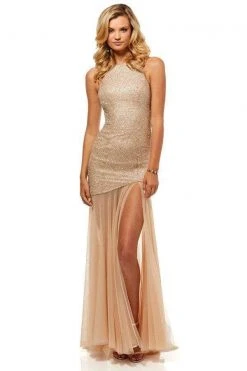Sherri Hill - 52520 Fully Beaded Halter Trumpet Dress