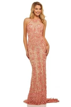 Sherri Hill - 52527 Halter Sequin Applique Long Dress
