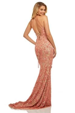 Sherri Hill - 52527 Halter Sequin Applique Long Dress