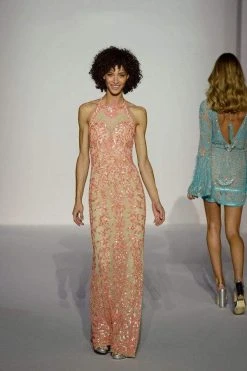 Sherri Hill - 52527 Halter Sequin Applique Long Dress