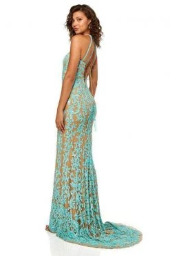 Sherri Hill - 52527 Halter Sequin Applique Long Dress