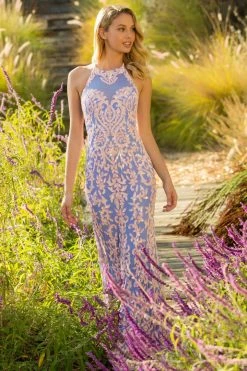 Sherri Hill - 52527 Halter Sequin Applique Long Dress