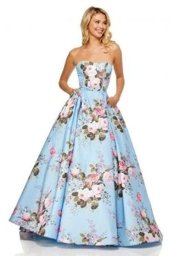 Sherri Hill - 52553 Strapless Full Figured Floral Evening Dress