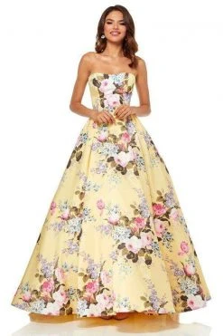 Sherri Hill - 52553 Strapless Full Figured Floral Evening Dress 8 Sherri Hill - 52553 Strapless Full Figured Floral Evening Dress