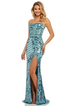 Sherri Hill - 52558 Allover Sequin Scoop Fitted Dress