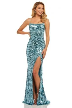 Sherri Hill - 52558 Allover Sequin Scoop Fitted Dress