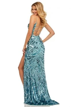 Sherri Hill - 52558 Allover Sequin Scoop Fitted Dress