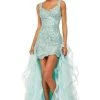 Sherri Hill - 52562 Metallic Lace V-neck Dress With Removable Skirt