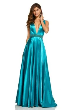 Sherri Hill - 52564 Sleeveless Plunging V-Neck Satin Dress 22 Sherri Hill - 52564 Sleeveless Plunging V-Neck Satin Dress