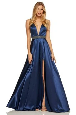 Sherri Hill - 52564 Sleeveless Plunging V-Neck Satin Dress 17 Sherri Hill - 52564 Sleeveless Plunging V-Neck Satin Dress