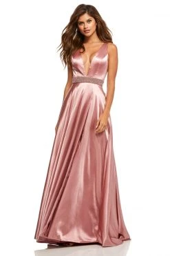 Sherri Hill - 52564 Sleeveless Plunging V-Neck Satin Dress 20 Sherri Hill - 52564 Sleeveless Plunging V-Neck Satin Dress