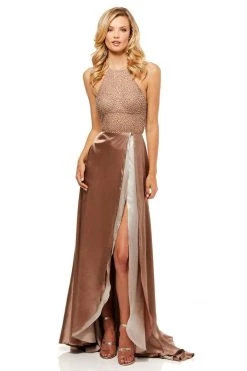 Sherri Hill - 52570 Beaded Halter Satin A-line Dress
