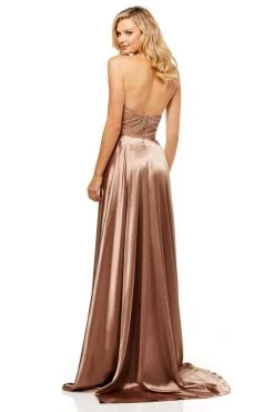 Sherri Hill - 52570 Beaded Halter Satin A-line Dress