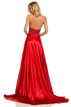 Sherri Hill - 52570 Beaded Halter Satin A-line Dress