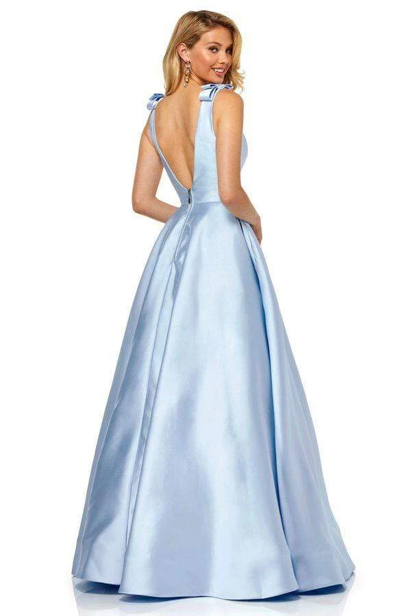 Sherri Hill - 52574 Deep V-neck Ballgown With Bow Straps 4 Sherri Hill - 52574 Deep V-neck Ballgown With Bow Straps