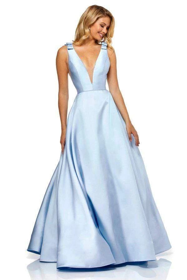 Sherri Hill - 52574 Deep V-neck Ballgown With Bow Straps 5 Sherri Hill - 52574 Deep V-neck Ballgown With Bow Straps