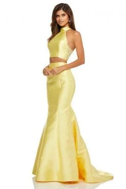 Sherri Hill - 52579 Two Piece High Halter Neck Mikado Dress