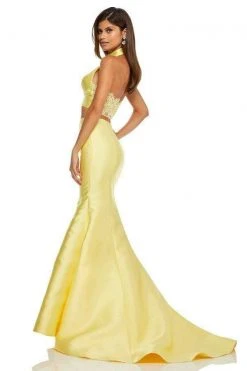 Sherri Hill - 52579 Two Piece High Halter Neck Mikado Dress