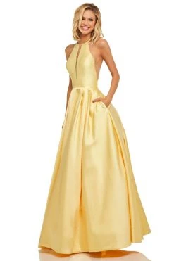 Sherri Hill - 52583 Sleeveless Halter Neck Taffeta A-line Dress