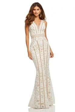 Sherri Hill - 52611 V-Neck Beaded Trumpet Dress 8 Sherri Hill - 52611 V-Neck Beaded Trumpet Dress