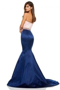 Sherri Hill - 52616 Strapless Satin Mermaid Gown With Beaded Waistband