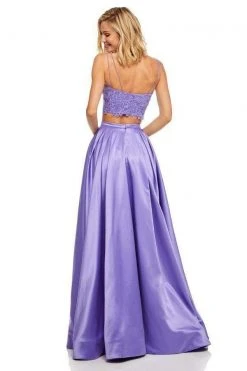 Sherri Hill - 52623 Two Piece Lace Scoop Satin A Line Dress