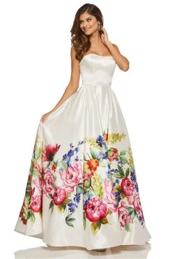 Sherri Hill - 52626 Printed Strapless Full Figured Dress