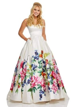 Sherri Hill - 52626 Printed Strapless Full Figured Dress