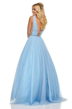 Sherri Hill - 52640 Glitter Chiffon Deep V-neck A-line Dress 15 Sherri Hill - 52640 Glitter Chiffon Deep V-neck A-line Dress