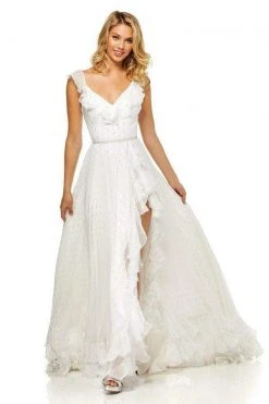 Sherri Hill - 52643 Ruffles Accent V-Neck Chiffon Dress With Hi-Lo Hem 13 Sherri Hill - 52643 Ruffles Accent V-Neck Chiffon Dress With Hi-Lo Hem