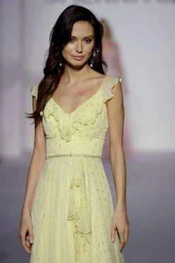 Sherri Hill - 52643 Ruffles Accent V-Neck Chiffon Dress With Hi-Lo Hem 18 Sherri Hill - 52643 Ruffles Accent V-Neck Chiffon Dress With Hi-Lo Hem