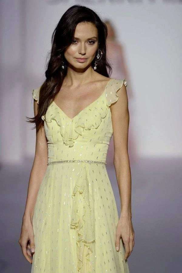 Sherri Hill - 52643 Ruffles Accent V-Neck Chiffon Dress With Hi-Lo Hem 10 Sherri Hill - 52643 Ruffles Accent V-Neck Chiffon Dress With Hi-Lo Hem