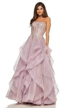 Sherri Hill - 52645 Strapless Full Figured Applique Long Dress