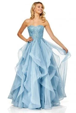 Sherri Hill - 52645 Strapless Full Figured Applique Long Dress