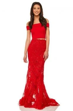 Sherri Hill - 52653 Two Piece Off-Shoulder Sheath Dress 8 Sherri Hill - 52653 Two Piece Off-Shoulder Sheath Dress