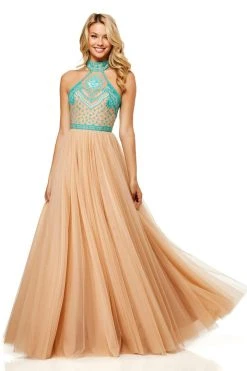 Sherri Hill - 52662 Embroidered Halter Neck Long Gown