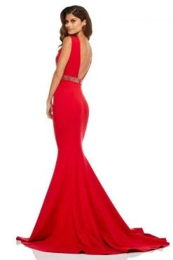 Sherri Hill - 52680 Plunging V-Neck Scuba Mermaid Dress
