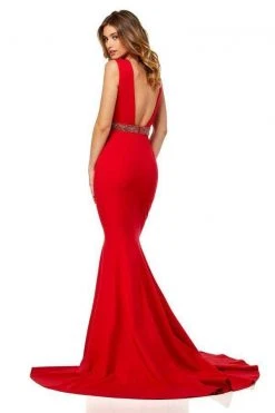 Sherri Hill - 52680 Plunging V-Neck Scuba Mermaid Dress