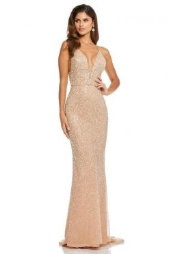 Sherri Hill - 52689 Beaded Plunging V-Neck Evening Dress